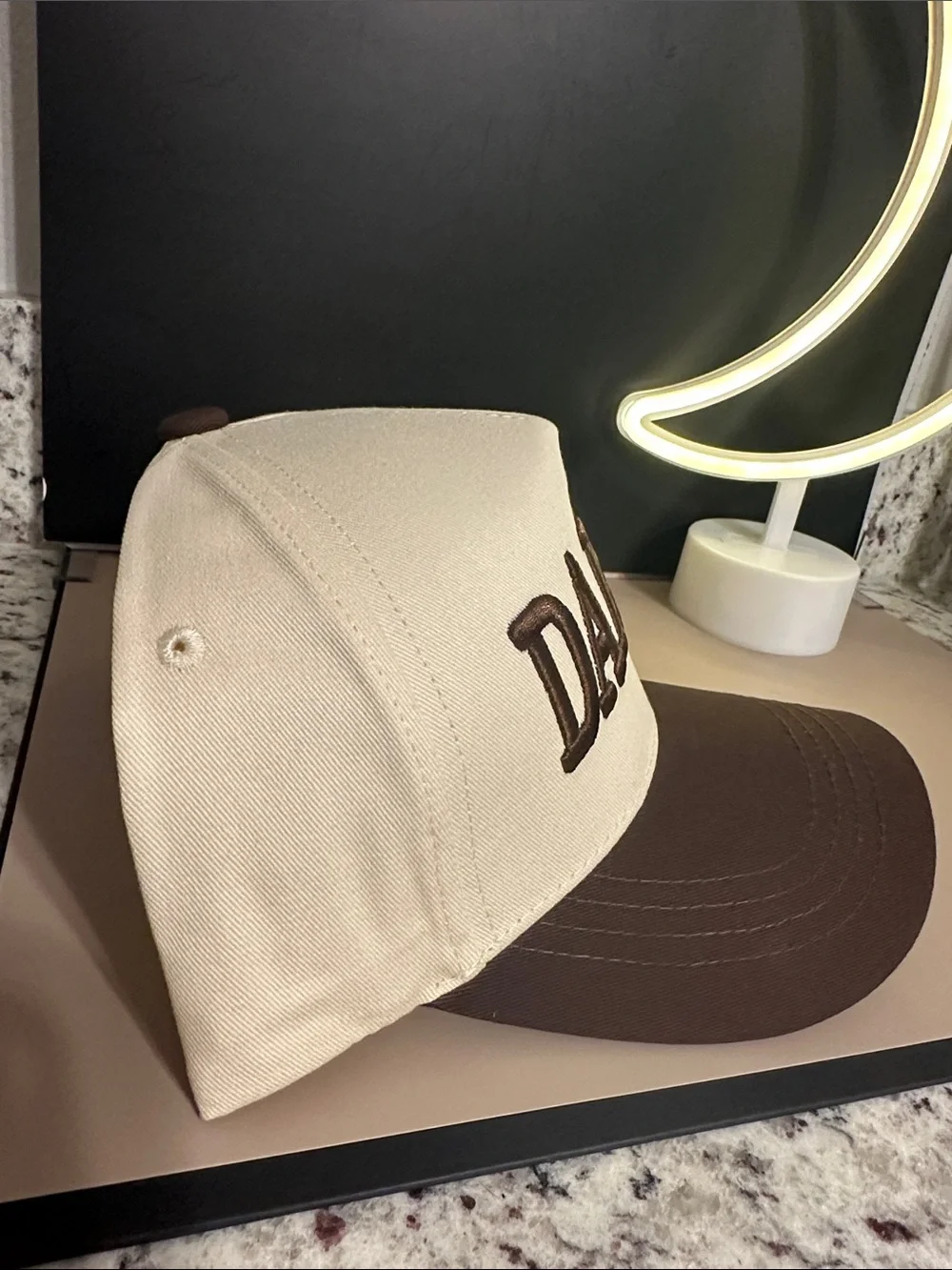 DARLIN Embroidered Trucker Hat - Cream & Brown